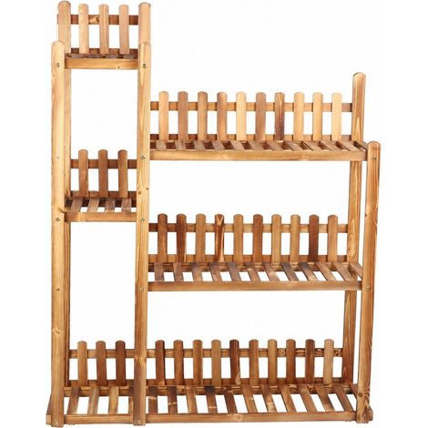 Support à plantes en bois, étagère pour pots de fleurs d'intérieur et d'extérieur, pour terrasse ou jardin. (1/5)