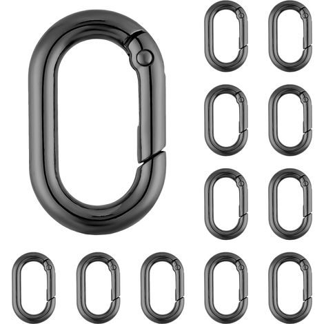 Lot de 12 mousquetons ovales métal, pour porte-clés, sac, escalade et randonnée. (1/5)