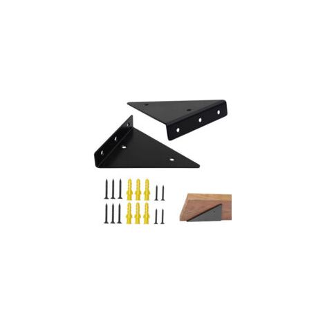Mensola a muro a scomparsa da 17 cm, set da 2, staffa angolare triangolare, staffa per mensola a scomparsa, staffa in metallo per mensola a scomparsa, staffa triangolare galleggiante in metallo nero. 