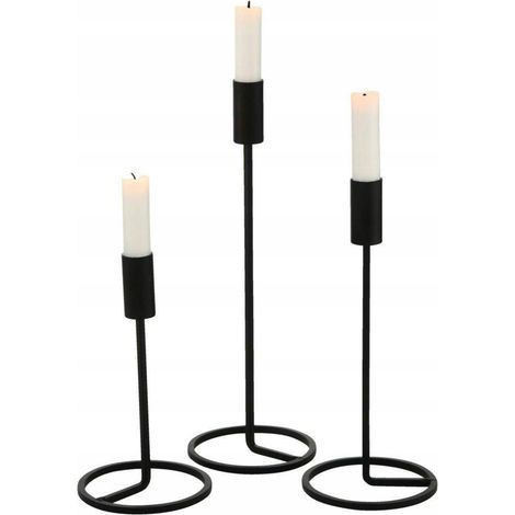 Boltze Fio set di portacandele in metallo nero con altezze varie