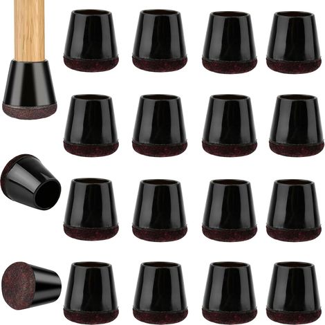16 Pcs Protection Pied de Chaise Silicone Noir, Protege Pied de Chaise avec Tampon Feutré, Patins pour Chaises, Sans Bruit, Tampon Chaise pour Sols en Bois Dur et Carrelage(15-21mm) (violet, standard) (1/5)