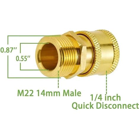 (A) Kit de raccord pivotant pour nettoyeur haute pression, M22-14 mm/15 mm vers raccord rapide 1/4", compatible avec pistolet et tuyau d'arrosage haute pression (1/5)