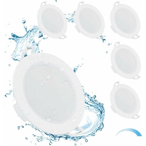 Spot LED Encastrable Dimmable, 6 x 6W Spot Salle de Bain IP65 4000K Blanc Nature, Spot Led Extra Plat 35mm, Trou Φ68-80mm, AC230V Éclairage Encastré Pour Salon Couloir Cuisine (1/5)
