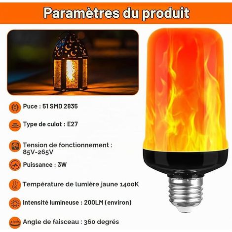 Ampoule à Flamme LED, 3W E27 Ampoule à Effet de Flamme, 1400K (1/3)
