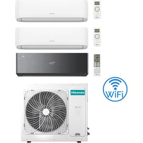 Klimaanlage Hisense Hi Comfort + Energy Pro X Black Wifi R32 Trial Split Inverter 7000 + 7000 + 12000 BTU mit E.U. 3AMW72U4RJC Klasse A++/A+