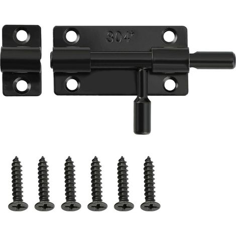 Loquet Porte, Loquets et Verrous Porte Fermoir Pratique, Verrou Porte Exterieur pour Portes, Fenêtres, Clôtures, en Acier Inoxydable SUS304, Verrou Porte Coulissante, Noir