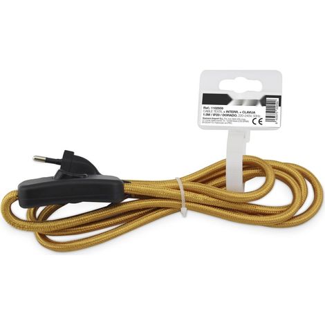 Connexion de 1,5 m avec Interrupteur doré, idéal pour contrôler Les appareils électriques dans Les Maisons et Les Bureaux.