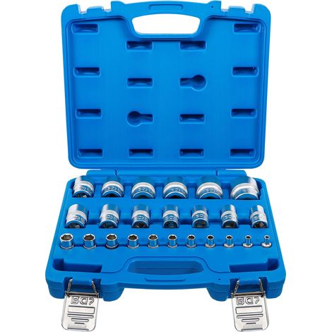 BGS Juego de llaves de vaso hexagonal entradas 6,3 mm (1/4"), 12,5 mm (1/2") medidas en pulgadas 24 piezas (1/4)