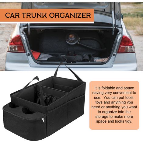 Sac de rangement de coffre de voiture étanche pour SUV MPV, boîte de rangement d'organisation de voyage avec 2 sacs porte-gobelet, accessoires d'intérieur en mouchoirs (1/5)