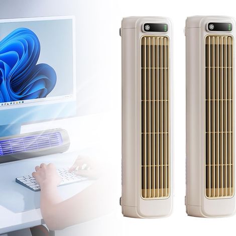 (Lot de 2 beiges) Ventilateur de refroidissement 2026 neuf avec 3 vitesses et écran tactile LED, climatiseur rechargeable USB lmwing pour chambre, bureau et maison (1/5)