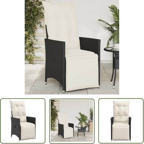 The Living Store Gartensessel Verstellbar mit Kissen Schwarz Poly Rattan - Gartenstuhl - Relaxsessel - Loungesessel - Outdoor Möbel - Rattan Sessel (1/5)