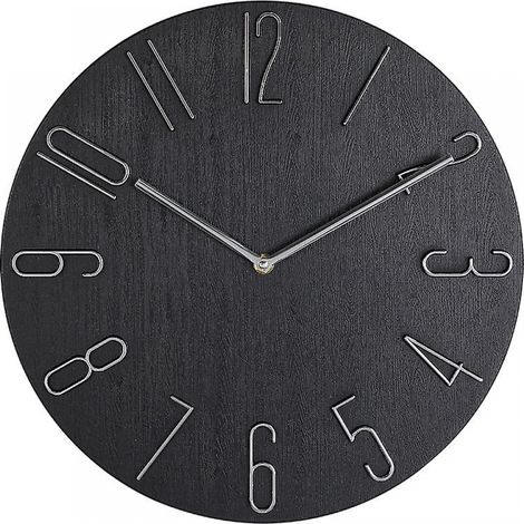BEBUSINGOTO Reloj de pared sencillo de 12 pulgadas para sala de estar, hogar, dormitorio, color negro