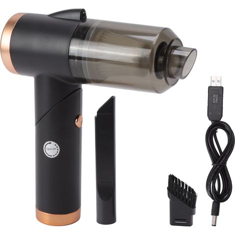 Aspirateur Voiture Portable Mini Sans Fil, 9000PA Aspiration Puissante, USB Rechargeable Noir (1/5)