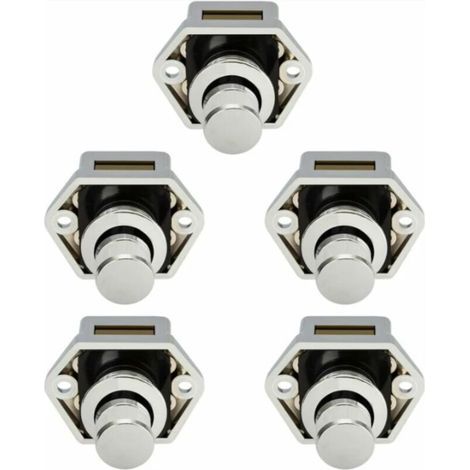5 pcs Mini Bouton Poussoir Tiroir Placard Porte Loquet De Verrouillage Caravane Camping-car Nickel Bateau Bouton- Nickel (1/3)
