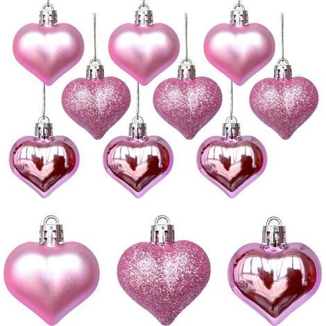 BelleRise – 12 herzförmige Dekorationen, perfekt für Valentinstag und Hochzeitstage, in Rosa. (1/5)