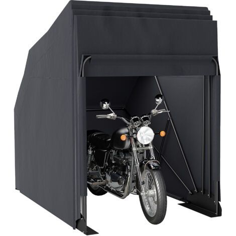royaluxe -Abri de moto extérieur tente à moto housse de protection en tissu Oxford, 2 fenêtres, 345 x 135 x 191 cm, noir