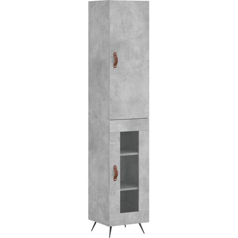 Buffet bahut commode armoire meuble de rangement organisateur cuisine salle de séjour salon haut 34,5 x 34 x 180 cm bois d'ingénierie gris
