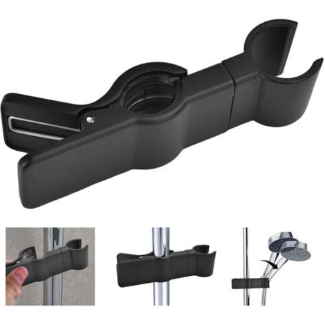 (Noir)Support Douchette Relevable en Alliage de Zinc Support Douche à Main Remplaçable 18-25MM Support de Pommeau de Douche Chrome Ajustable pour Baignoire Salle de Bain (1/5)