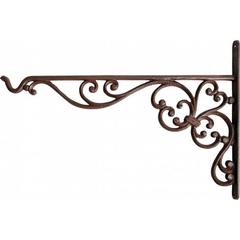Ac-Deco – Crochet de suspension en fonte marron – Dimensions L 35,5 x l 2,4 x H 24,7 cm – Capacité de charge 20 kg – Pour paniers de fleurs et lanternes (1/3)