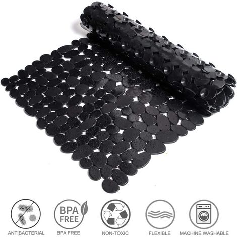 Tapis de Douche Antidérapant Noir Rectangle Tapis de Baignoire Antidérapant Anti Moisissure Tapis de Bain Antidérapant pour Baignoire Tapis de Douche Ventouse pour Salle de Bain 88 40cm (1/3)