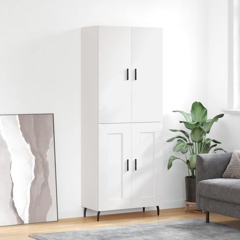 Buffet haut-Armoire de rangement Blanc 69,5x34x180 cm Bois d'ingénierie 761823 (1/5)