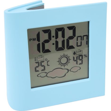 Réveil solaire à double énergie avec prévisions météo (température et humidité) - Bleu (1/5)