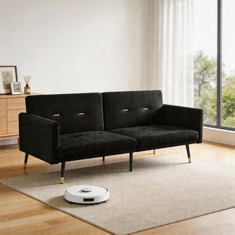 Divano letto 2 posti reclinabile in velluto OKMYHOME (1/5)