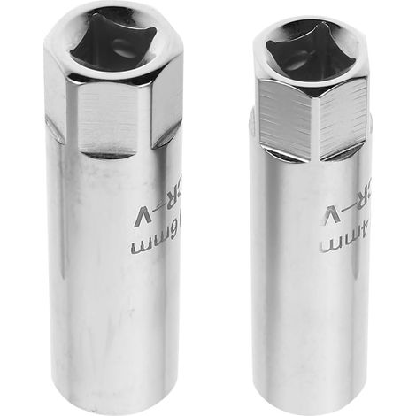 2 pièces Clé Bougie Allumage et Acier Chrome-vanadium Douille Magnétique à Paroi Mince pour Retrait et Installation Outil Compact pour Entretien Auto (1/5)