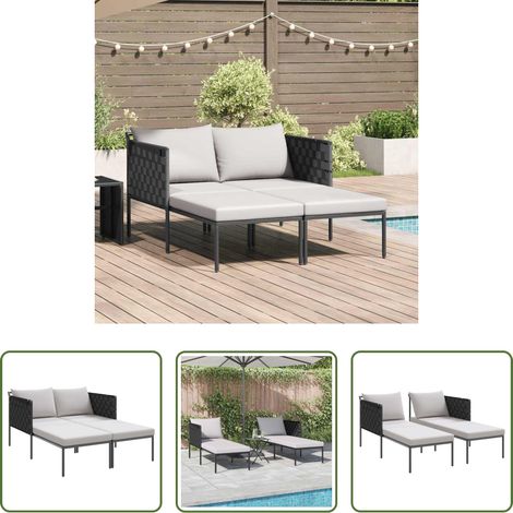 Sonnenliege - Sonnenliege mit Kissen 2-Person Anthrazit 153 x 115 x 69,5 cm (1/5)