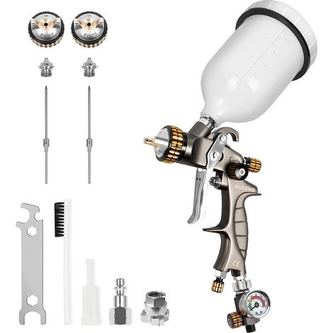 HVLP Spray Gun Kit, 1/8" and 1/8" Nozzles for Car Paint (1/5)
