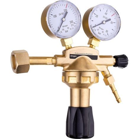 1 - Détendeur Azote - Régulateur Pression - Deux Manomètres - Débit Variable 30m3/h - Pour Climatisation Et Pneus - Noir - 0,5-50 Bar