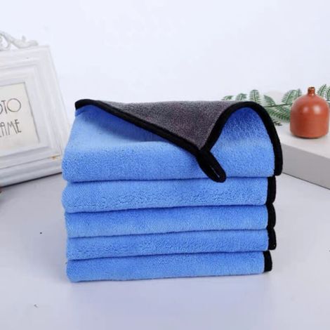 Lot de 6 serviettes épaisses 2 couches non pelucheuses super absorbantes 40x30 cm