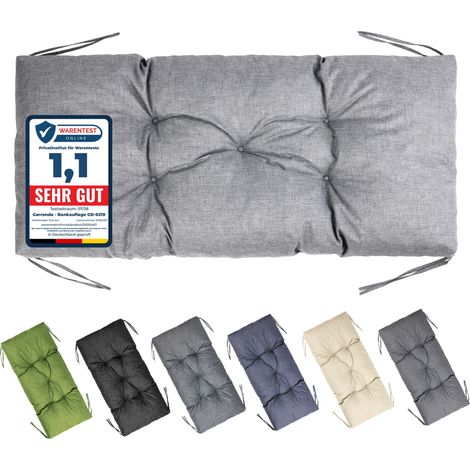 Garronda Coussin Exterieur Impermeable 100x50 cm pour Banc de Jardin Canapé Extérieur et Balancelle Coussins d'Assise Résistant UV pour Terrasse Balcon et Intérieur avec Cordons GD-0219 Gris clair