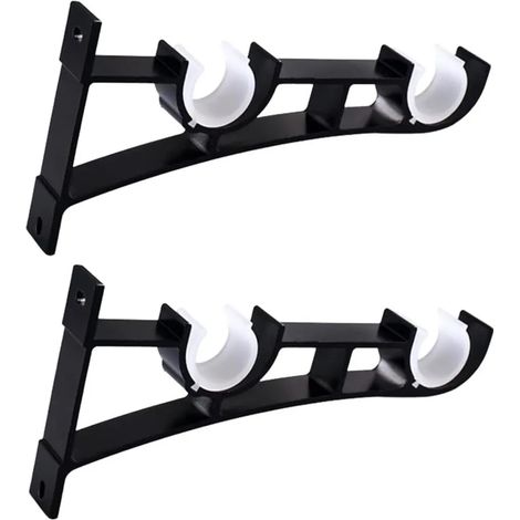 Support double pour tringle à rideaux - Noir - Ensemble de 2 pièces (1/3)
