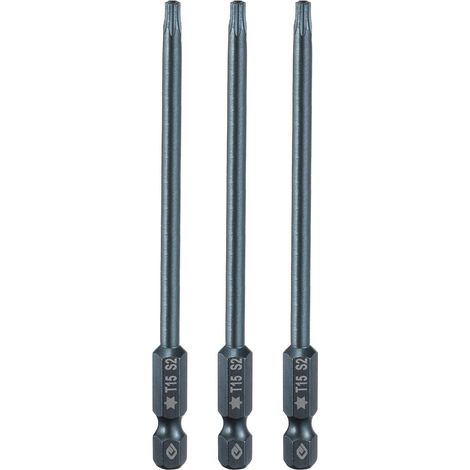 3 Pièce Embout de Tournevis Torx Magnétique, T15 1/4" Hex Tige Longueur 100mm Embout de Vissage Long Hexagonal en Acier S2 avec Trou pour Retirer les Vis de Fixation Outils (1/5)