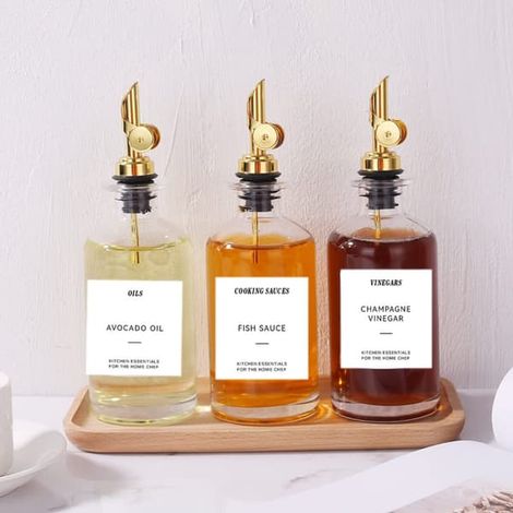 Étiquettes pour bouteilles d'huile d'olive, étiquettes imperméables et amovibles pour pots à épices (35 étiquettes) (1/5)