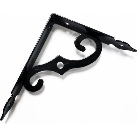 Soportes de pared de 2 piezas, 190 x 140 mm, soportes de pared, soportes de metal de hierro forjado negro para decoración de paredes, estantes de pared, estantes de cocina. (1/4)