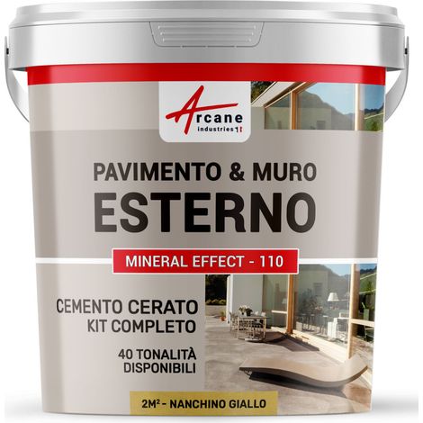 Microcemento per esterni: pavimenti, muri, terrazze, balconi, scale - 2 m² (in 2 strati) Nankin Giallo - ARCANE INDUSTRIES