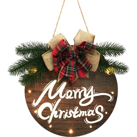 Guirlande - Couronne De Porte En Bois Avec Led - Décoration De Noël Pour Intérieur Et Extérieur - 1 Pièce (1/5)