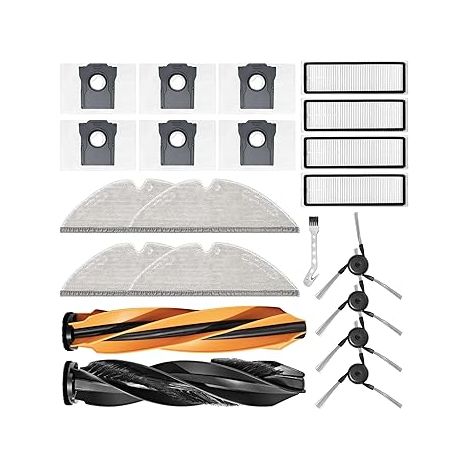 Accessori per Dreame D20 Pro Plus: spazzola principale, panni per la pulizia, sacchetti per la polvere, spazzole laterali, filtri di ricambio. (1/5)