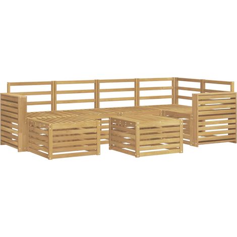 Conjunto de sofás de exterior 7 pcs Blanco Poliéster vidaXL (1/5)