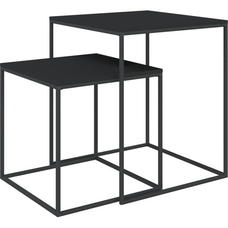 Juego de mesa de centro de 2 madera contrachapada y metal negro 020042117