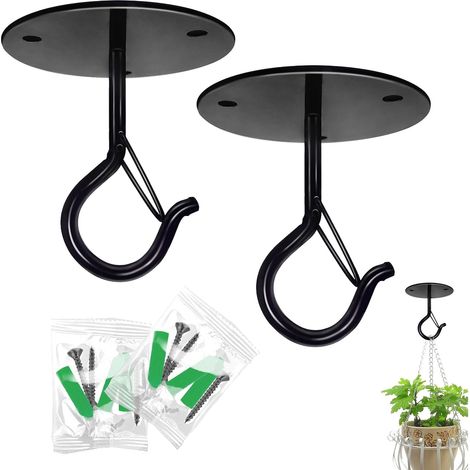 Set di 2 ganci da soffitto per appendere piante con anelli di sicurezza, ganci robusti e stabili per appendere casette per uccelli, campanelli a vento,