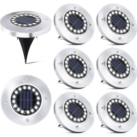 16 lampes solaires d'extérieur à LED 8 projecteurs solaires étanches pour allées, chemins, terrasses, cours et utilisation souterraine (1/4)