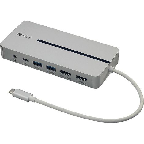 Lindy Dokovacia Stanica USB 3.1 Typ C, 2xHDMI (Dual Display), 2xUSB 3.0, Gigabit LAN, (PD 3.0 100W), 0.25m (1/3)