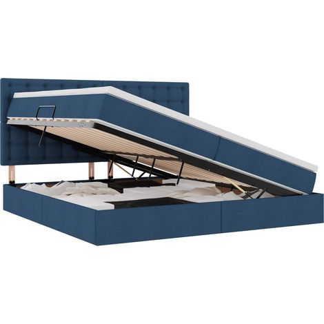 Maison Exclusive - Letto con contenitore e materasso Blu 200 x 200 cm Tessuto (1/5)
