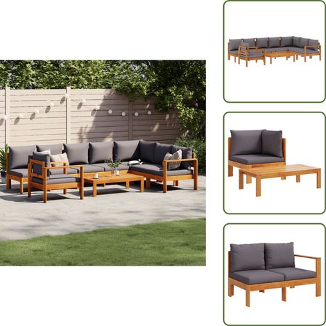 Gartenstuhl - vidaXL 6-tlg. Garten-Sofagarnitur mit Kissen Massivholz Akazie - Sitzkissen