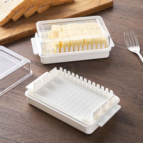 Boîte À Beurre - Boîte De Rangement Avec Rainure De Coupe - Couvercle Transparent - Blanc - 17,5 x 9,5 x 5,5 cm - 1 Pièce (1/5)