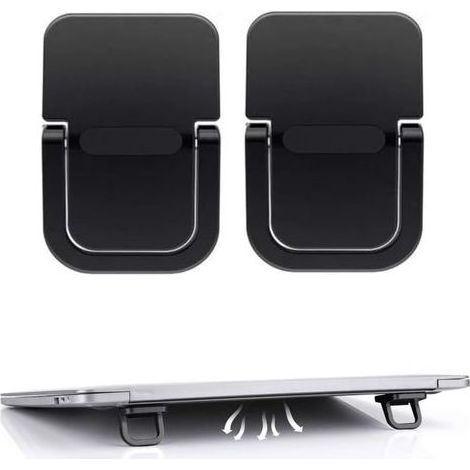 BARKBUSTERS Support pour Ordinateur Portable, Lot de 2 Mini Support Autocollant, rehausseur de Clavier Portable Pliable Invisible, Pieds pour Ordinateur Portable avec Silicone antidérapant (Noir) (1/5)