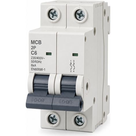Disjoncteur miniature 2P 6A courbe C 6kA EN60898-1